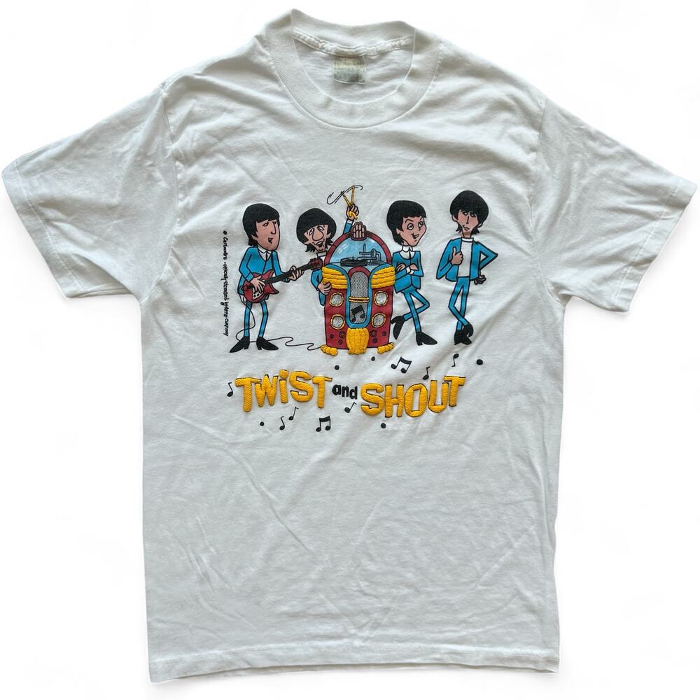 Vintage 80s The Beatles Twist and Shout Apple Band T Shirt Touch of Gold Single